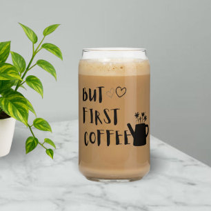 Vaso Con Forma De Lata Pero Primero Café Vaso de Vidrio para Café Helad