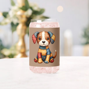 Vaso Con Forma De Lata Perrito caprichoso de patchwork Arte popular Cotta