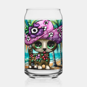 Vaso Con Forma De Lata Perro chihuahua caprichoso en palmeras de vacacion