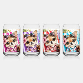 Vaso Con Forma De Lata Perro chihuahua hembra vacaciones playa Relajación