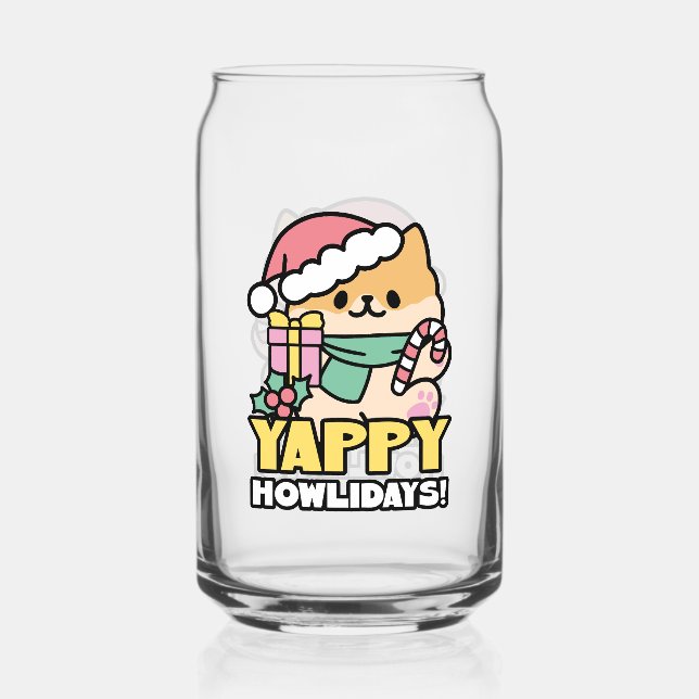 Vaso Con Forma De Lata Perro de Navidades Cuadros - Yappy Howlidays (Anverso)