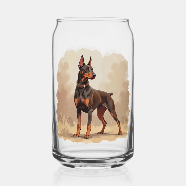 Vaso Con Forma De Lata Perro Doberman Pinscher Marrón Óxido Rojo (Anverso)