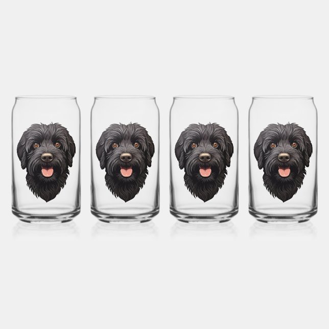Vaso Con Forma De Lata Perro negro Labradoodle (Anverso)