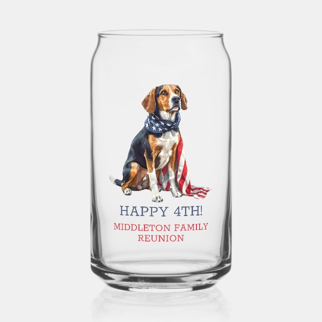 Vaso Con Forma De Lata Perro Patriótico Hound Personalizado (Anverso)