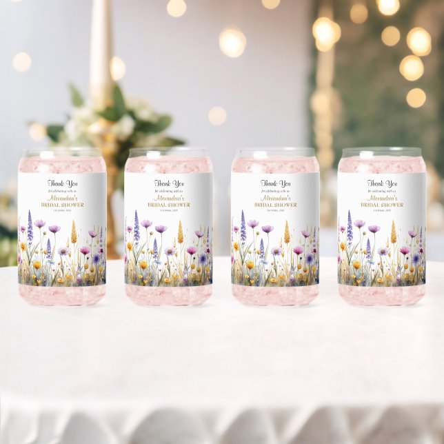 Vaso Con Forma De Lata Personalise Bridal Shower Wildflowers (Insitu (Boda))