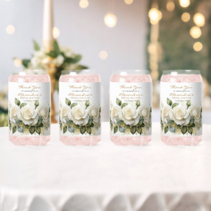 Vaso Con Forma De Lata Personaliza Rosas Blancas de Despedida de Soltera