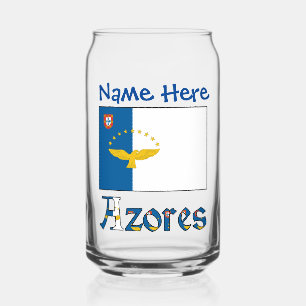 Vaso Con Forma De Lata Personalización de bandera azoriana azul de Azores