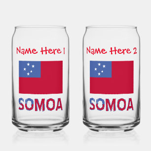 Vaso Con Forma De Lata Personalización de Samoa y Bandera de Samoa en Roj