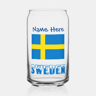 Vaso Con Forma De Lata Personalización de Suecia y bandera sueca azul