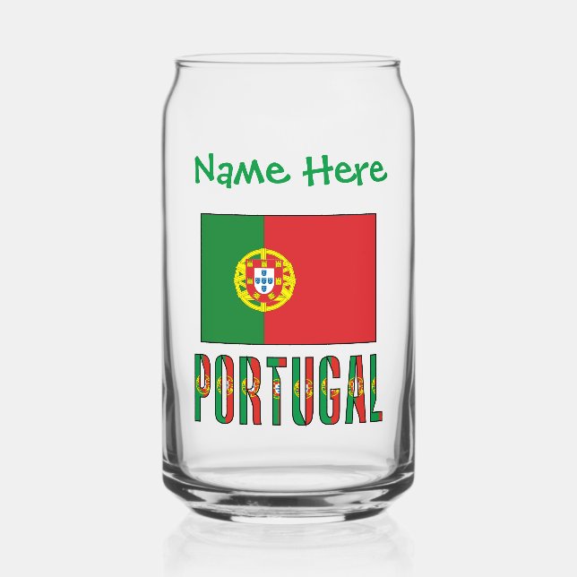 Vaso Con Forma De Lata Personalización verde de la bandera portuguesa de  (Anverso)