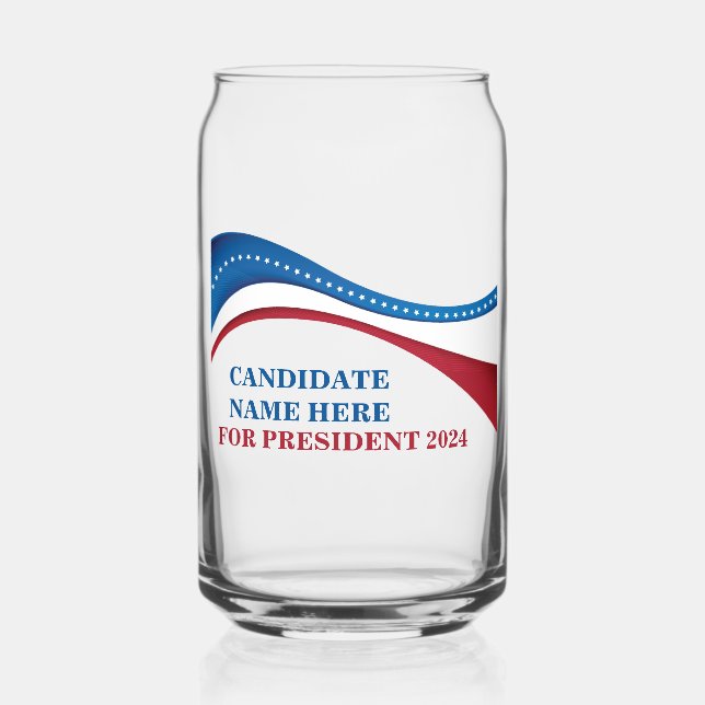 Vaso Con Forma De Lata Personalizado añada su propio candidato a la presi (Anverso)