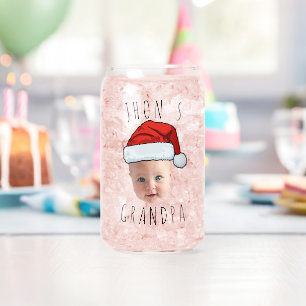 Vaso Con Forma De Lata Personalizado Baby Face Santa Hat Navidad Foto