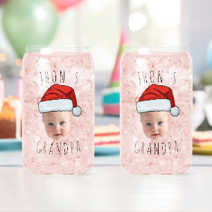 Vaso Con Forma De Lata Personalizado Baby Face Santa Hat Navidad Foto