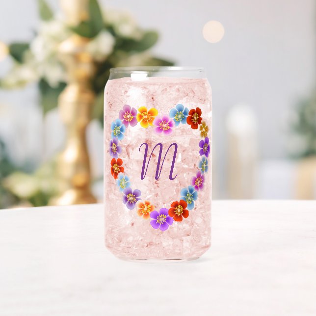 Vaso Con Forma De Lata Personalizado Boho Floral Corazón de Lei Wreath (Insitu (Boda))