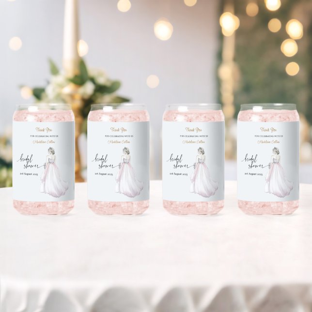 Vaso Con Forma De Lata Personalizado Bridal Shower Boda vestido Gracias (Insitu (Boda))