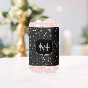 Vaso Con Forma De Lata Personalizado de chispas negras onduladas Monogram