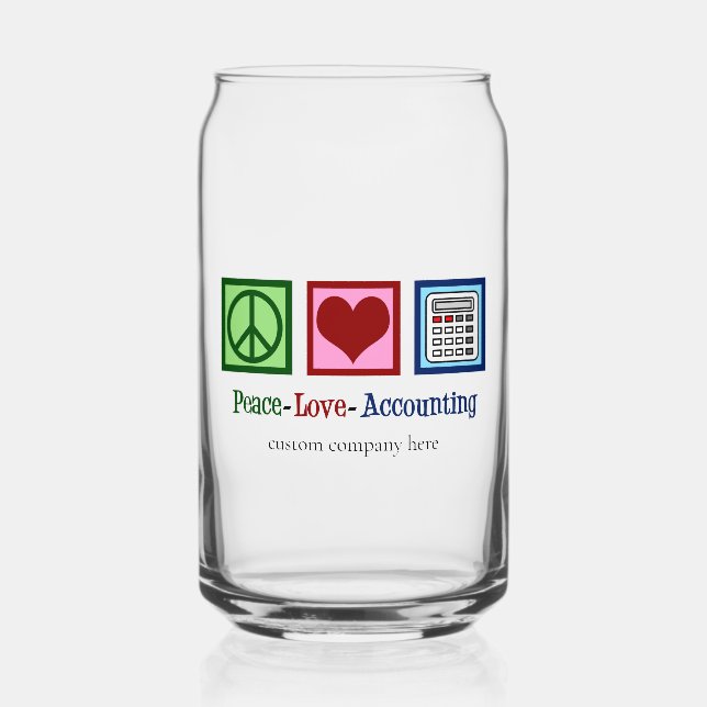 Vaso Con Forma De Lata Personalizado de contabilidad de Peace Love (Anverso)