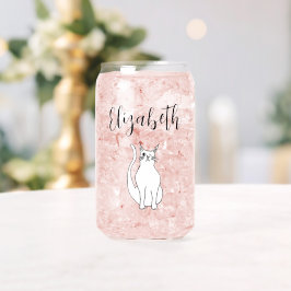 Vaso Con Forma De Lata Personalizado de gatos de Winking dibujando blanco