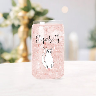 Vaso Con Forma De Lata Personalizado de gatos de Winking dibujando blanco