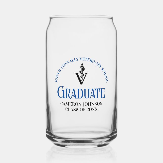 Vaso Con Forma De Lata Personalizado de Graduación de la Escuela Veterina (Anverso)