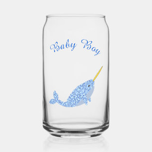 Vaso Con Forma De Lata Personalizado de Narwhal, niño pequeño azul