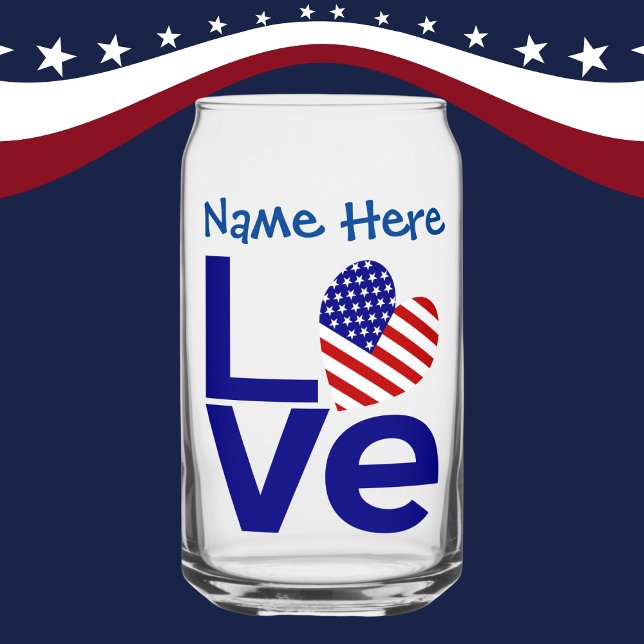 Vaso Con Forma De Lata Personalizado de USA LOVE Blue (Subido por el creador)