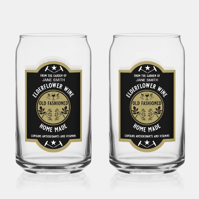 Vaso Con Forma De Lata Personalizado Elderflower casero (Anverso)