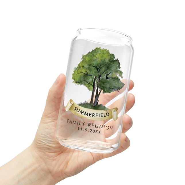 Vaso Con Forma De Lata Personalizado Familia Reunión Primos Tripulación K (Family Reunion Genealogy Tree Personalized Can Glass Keepsake)