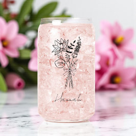 Vaso Con Forma De Lata Personalizado Floral Can Vidrio Para La Novia