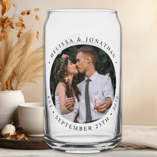 Vaso Con Forma De Lata Personalizado Foto Nueva Pareja Nombre Boda Fecha 