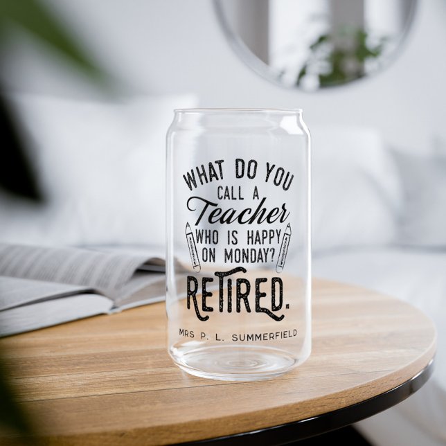 Vaso Con Forma De Lata Personalizado Keepsake, Fiesta jubilatorio jubilad (Personalized Music Teacher Retirement Parting Gift Can Glass)
