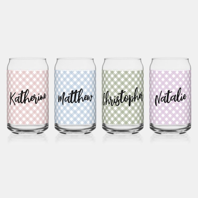 Vaso Con Forma De Lata Personalizado Pastel Azul Rosa Verde Azul Púrpura  (Anverso)