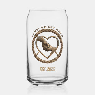 Vaso Con Forma De Lata Personalizado Por Siempre Mi Héroe Corazón Padre H
