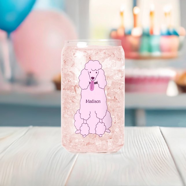 Vaso Con Forma De Lata Personalizado Texto Pink Poodle (Insitu (Baby Shower))