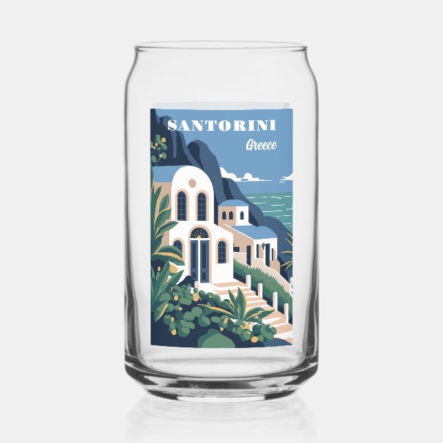 Vaso Con Forma De Lata Personalizado Textos Santorini Grecia (Anverso)