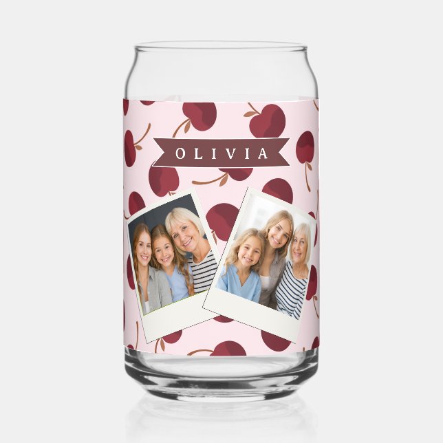 Vaso Con Forma De Lata Personalized Aesthetic Cherry Pattern Name Gift (Anverso)