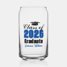 Vaso Con Forma De Lata Personalized Blue Class of 2026 Graduation