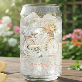 Vaso Con Forma De Lata Personalized Floral Vintage Bike