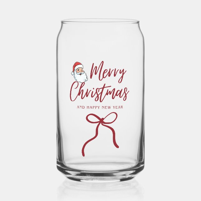 Vaso Con Forma De Lata Personalized Merry Christmas Can Glass - Holiday D (Anverso)