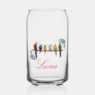 Vaso Con Forma De Lata Personalized name floral birds 