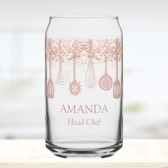 Vaso Con Forma De Lata Personalized Rose Gold Glitter Cooking Tools (In situ)