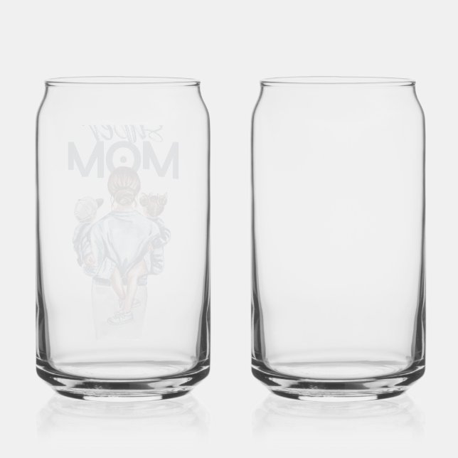 Vaso Con Forma De Lata Personalized Super Mom with Son and Daughter Gift (Anverso)