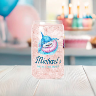 Vaso Con Forma De Lata Personalized Waterpark Shark Pool Party