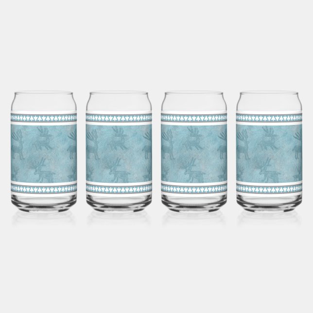 Vaso Con Forma De Lata Petroglifos de invierno del suroeste azul y blanco (Anverso)