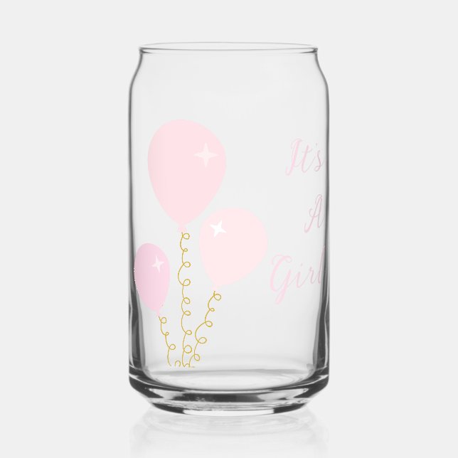 Vaso Con Forma De Lata Pink Balloons Girl Baby Shower (Anverso)