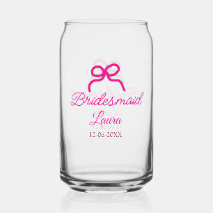 Vaso Con Forma De Lata PINK BOW minimaladd nombre de dama de honor año de