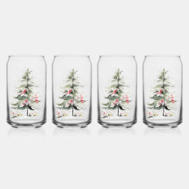 Vaso Con Forma De Lata Pinos de Navidad en Acuarela