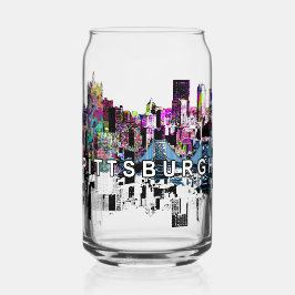 Vaso Con Forma De Lata Pittsburgh en graffiti con monograma