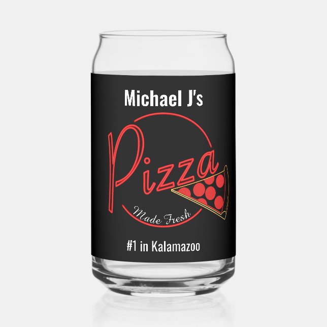Vaso Con Forma De Lata Pizza Pizzeria Fresca Puede Ser Vidrio (Anverso)