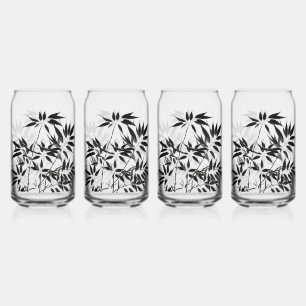 Vaso Con Forma De Lata Planta de bambú blanco y negro